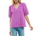 thumbnail image 1 of Draper James Women's V-Neck Puff Short Sleeve Top, 1 of 9