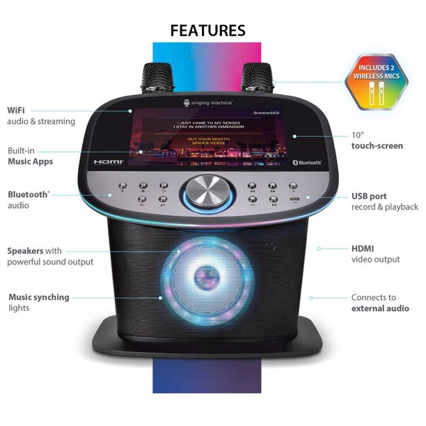 Singing Machine Platinum WiFi Karaoke System with 10