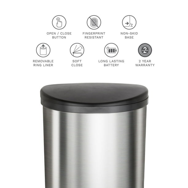 Nine Stars 13.2-Gallon Toe Tap Trash Can, Stainless Steel