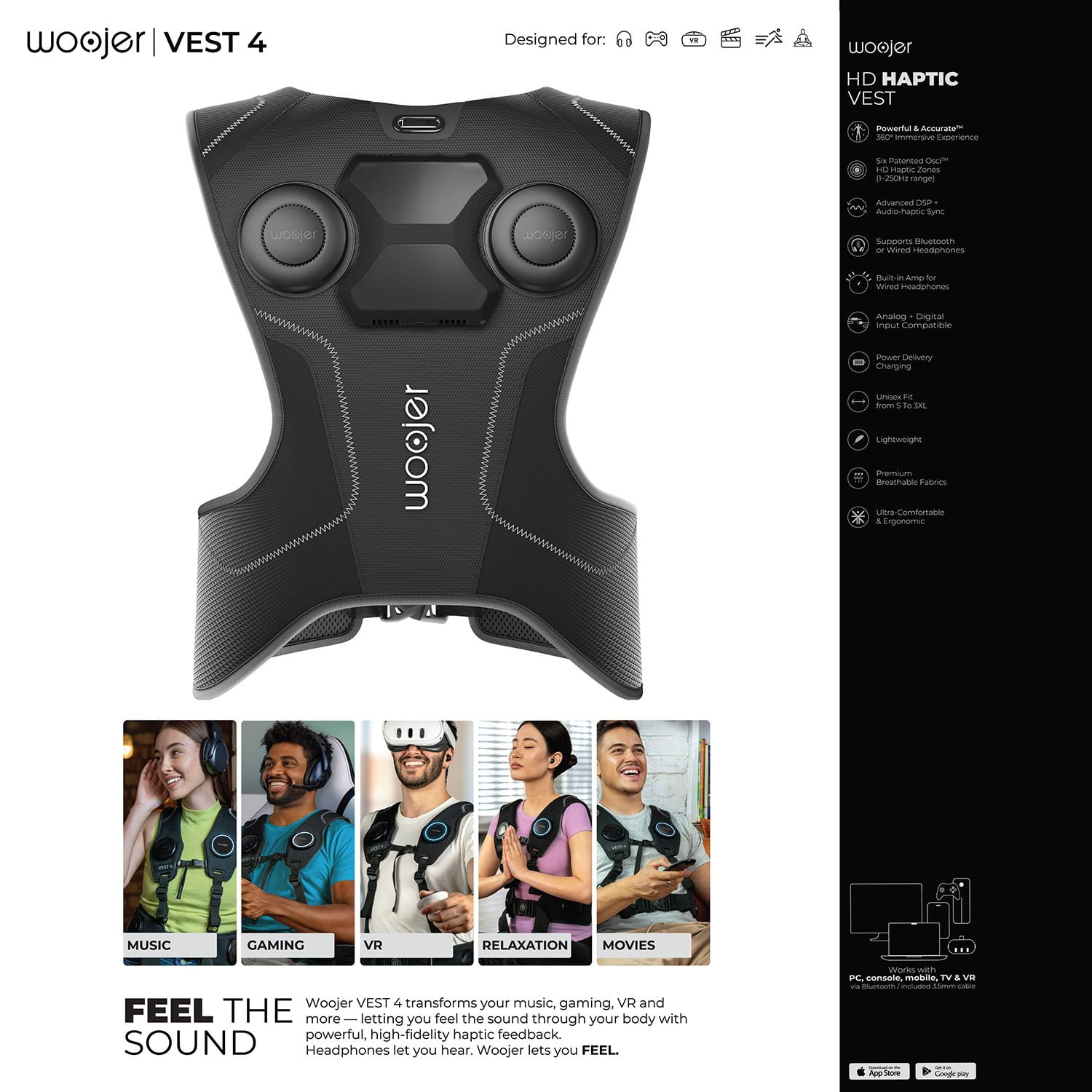 woojer ゲーム&ミュージック Woojer Vest 4 High-Fidelity Haptics - for VR, Games, Music, Movies