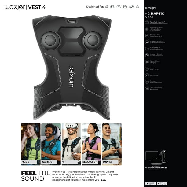 Woojer Vest 4 High-Fidelity Haptics - for VR, Games, Music, Movies