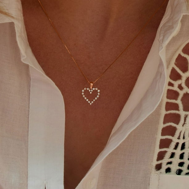 Diamond Heart Pendant in 14K Rose Gold - Samsclub.com