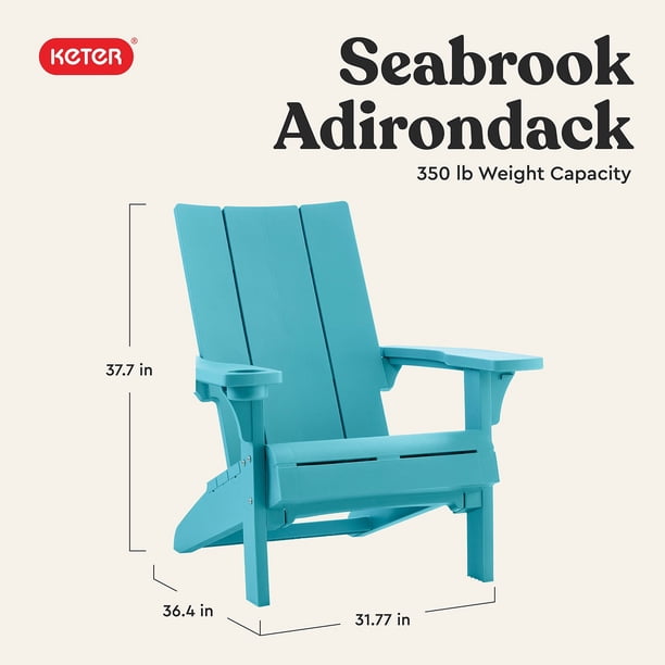 Keter Seabrook Modern Adirondack Chair with Integrated Cupholder