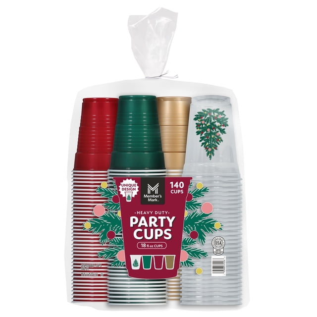 Member's Mark Heavy Duty Assorted Holiday Party Cups, 18 fl. oz., 140 ct.