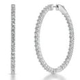 thumbnail image 1 of Round Cut Lab Created White Sapphire Hoop Earrings in Sterling Silver, 1 of 7