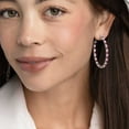 thumbnail image 5 of Lab Created Gemstone Huggie Hoop Earrings in Sterling Silver, 5 of 6