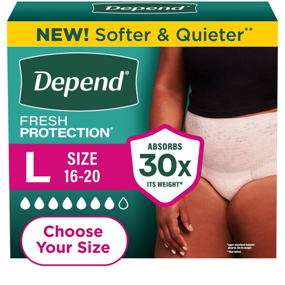 Depend Fresh Protection Incontinence Underwear for Women, Choose Size