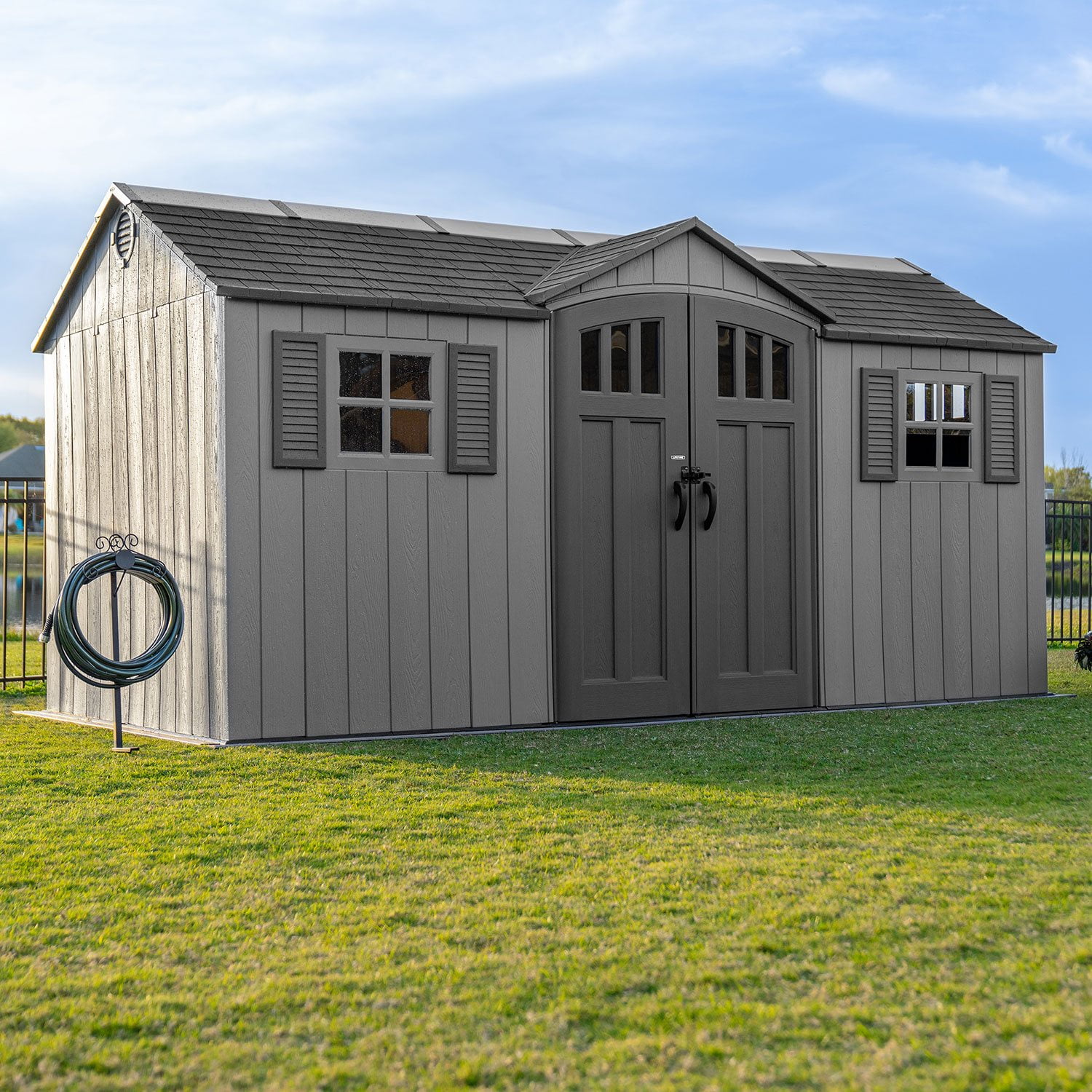 Lifetime 15' x 8' Dual Entry Outdoor Storage Shed, Gray - Samsclub.com