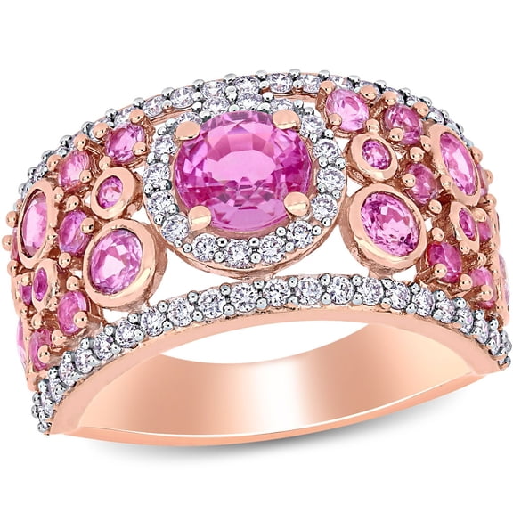 Pink Sapphire & 0.45 CT. T.W. Diamond Band in 14K Gold