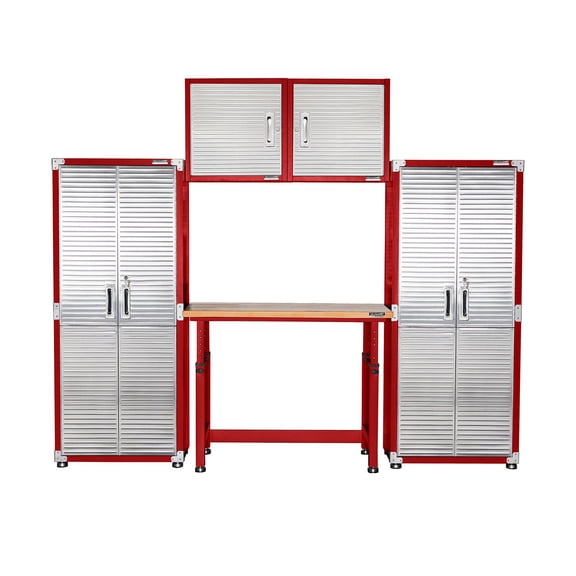 Seville Classics UltraHD 5-Piece Storage Cabinet System with Height Adjustable Workbench, 9' Wide
