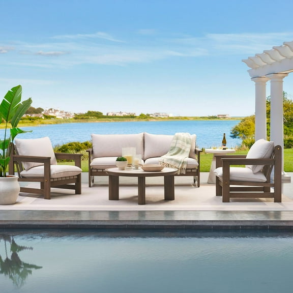 Member's Mark Atticus Outdoor Strap Deep Seating Set with Sunbrella Fabric, 4pc