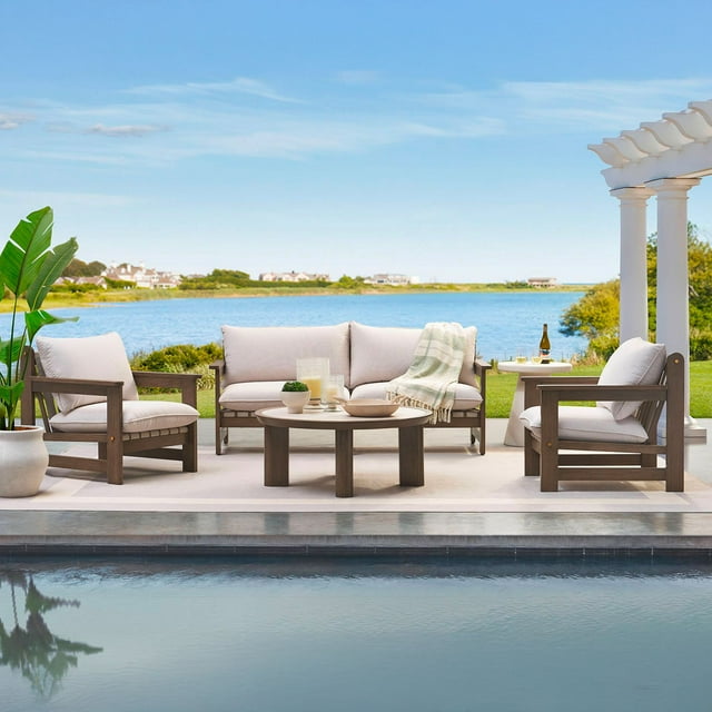 Member's Mark Atticus Outdoor Strap Deep Seating Set with Sunbrella Fabric, 4pc