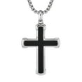 thumbnail image 1 of Men's Stainless Steel Inlay Cross Pendant 24", 1 of 5