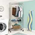 thumbnail image 2 of Honey-Can-Do Chrome Rolling Laundry Clothes Rack with Shelves, 2 of 7