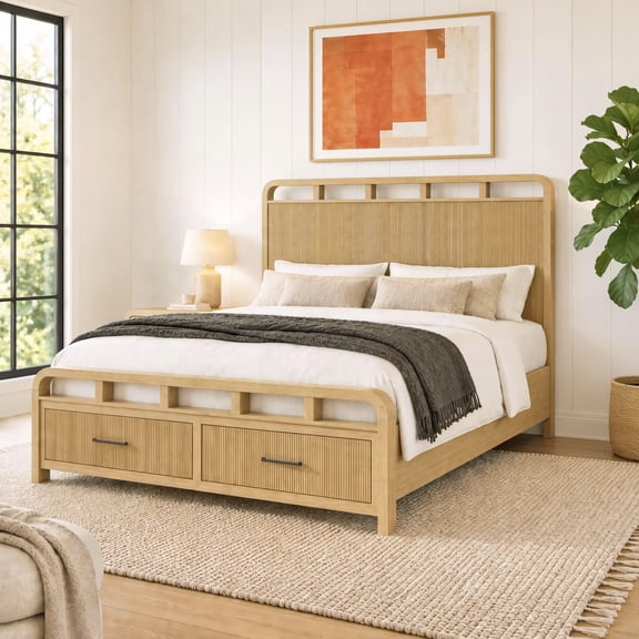 Society Den Woodridge Storage Bed in Natural, Assorted Sizes