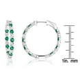 thumbnail image 4 of Lab Created Gemstone Huggie Hoop Earrings in Sterling Silver, 4 of 6
