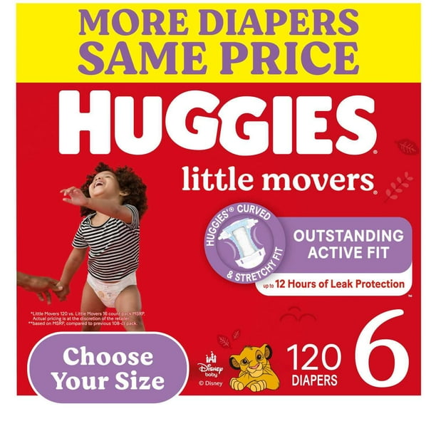 Huggies Little Movers Baby Diapers, Size 3-8