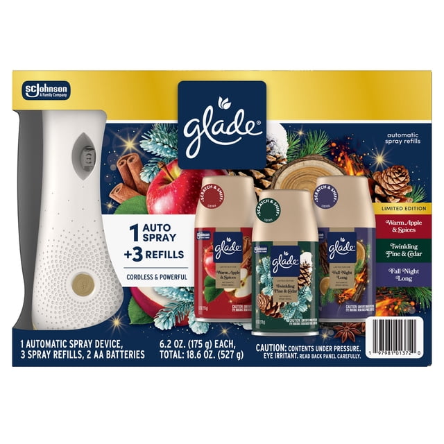 Glade Holiday Variety, Automatic Spray Air Freshener, 1 Device + 3 Refills