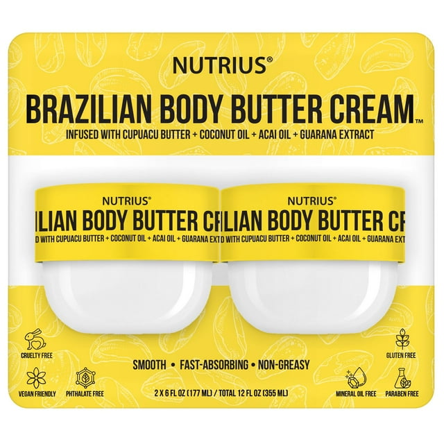 Nutrius Brazilian Body Butter Cream, 6 fl. oz., 2 pk.