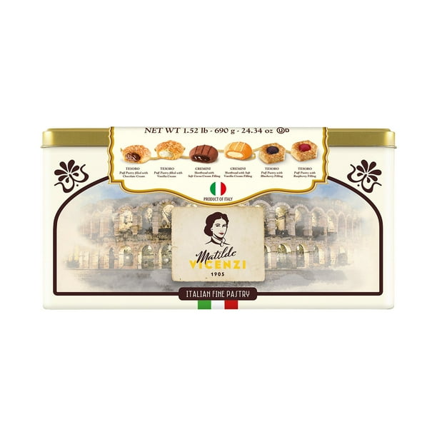 Verona Assorted Italian Puff Pastries and Shortbread Tin, 72 ct