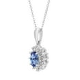 thumbnail image 2 of Oval Cut Gemstone & 0.18 CT. T.W. Starburst Pendant Necklace in 14K Gold, 2 of 4