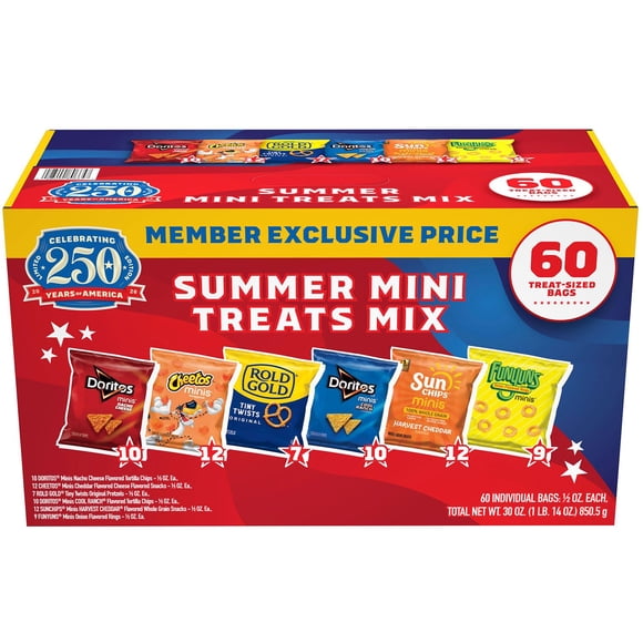 Frito-Lay Summer Mini Treat Mix, Variety Pack Snacks, 0.5 oz., 60 pk.