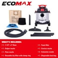 thumbnail image 3 of Ecomax 5 Gal. 4.0 HP Stainless Steel Wet/Dry Vacuum with Hose and Accessories, 3 of 9