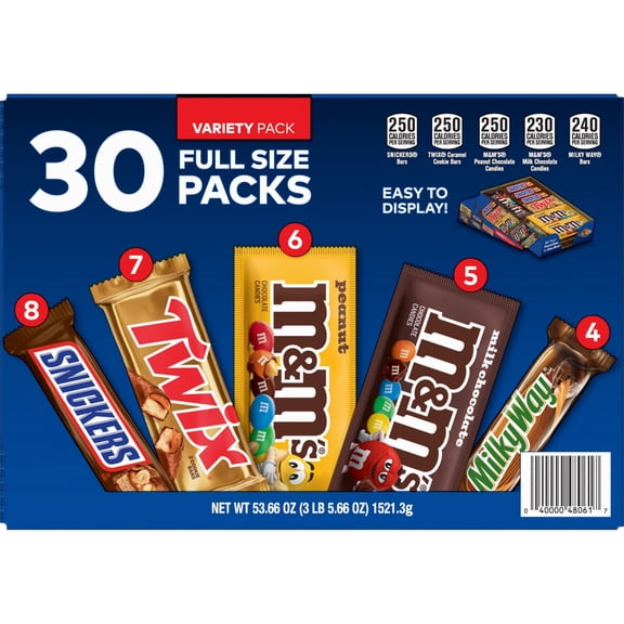 Mars Chocolate Candy Bars, Variety Pack, Full Size, 30 pk.