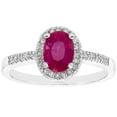thumbnail image 1 of Oval Cut Gemstone and 0.15 CT. T.W. Halo Diamond Ring in 14K Gold, 1 of 6