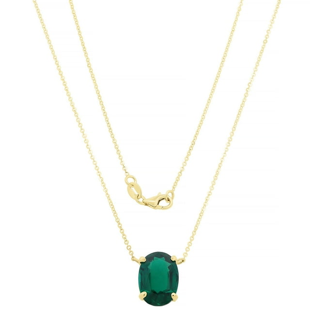 Lab Created Gemstone Necklace in 14K Yellow Gold