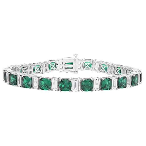 Cushion Cut Gemstone Bracelet in Sterling Silver