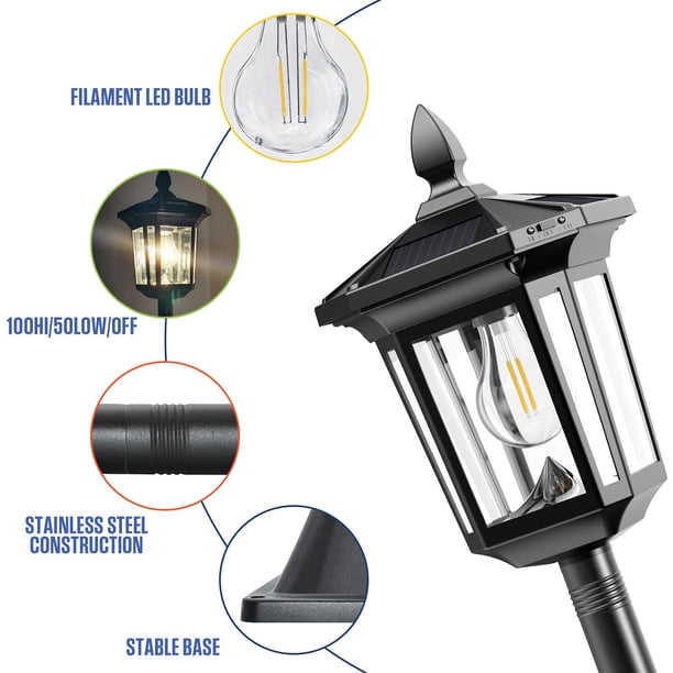 Replacement Solar Light Tops – Waterproof LED Bulb For Outdoor Pendant Lanterns, Warm White, Auto Dusk-to-Dawn