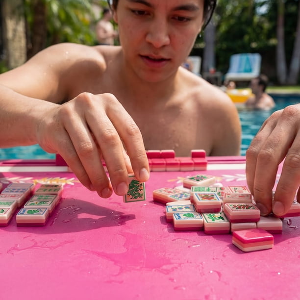 hippo.tamasフランチェスコマリーノ 三者混 小紋 ジャカード 3-in-1 Floating Game Mat: Mahjong, Rummi Cube, and Waterproof