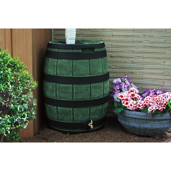 50-Gallon Darkened Ribs Rain Vault Barrel, Assorted Colors
