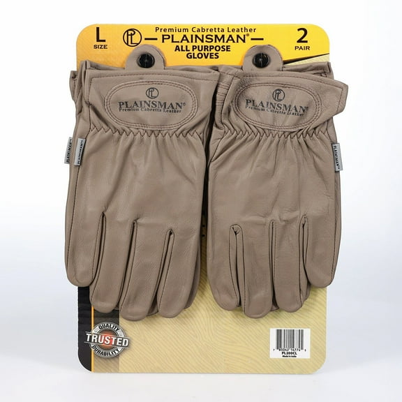Plainsman Premium Cabretta Cashew Leather Gloves, 2 Pairs, Medium