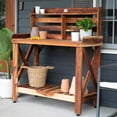 thumbnail image 3 of Backyard Discovery 47" Acacia Wood Garden Potting Bench & Serving Bar w/ Shelf, 3 of 9