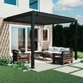 thumbnail image 1 of Backyard Discovery Evanston Steel Wall-Mounted Louvered Pergola with Adjustable Roof, Choose Size, 1 of 11