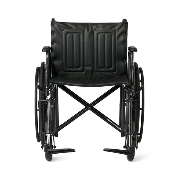 Medline Heavy Duty Wheelchair, 22" Seat, 500 lb Weight Capacity, Black