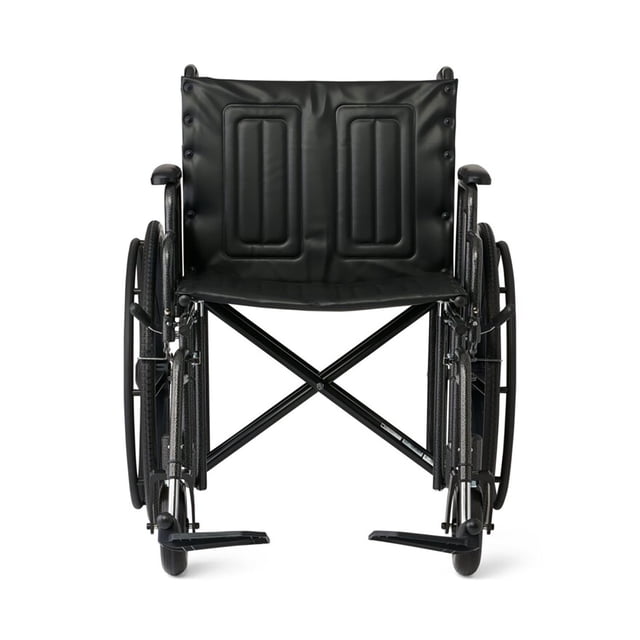 Medline Heavy Duty Wheelchair, 22" Seat, 500 lb Weight Capacity, Black