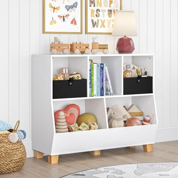 RiverRidge Kids Catch-All 35" Toy Organizer with Cubbies and Two 5" Fabric Bins