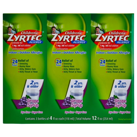 Children's Zyrtec Antihistamine Allergy Liquid, Grape, 4 fl. oz., 3 pk.