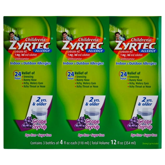 Children's Zyrtec Antihistamine Allergy Liquid, Grape, 4 fl. oz., 3 pk.