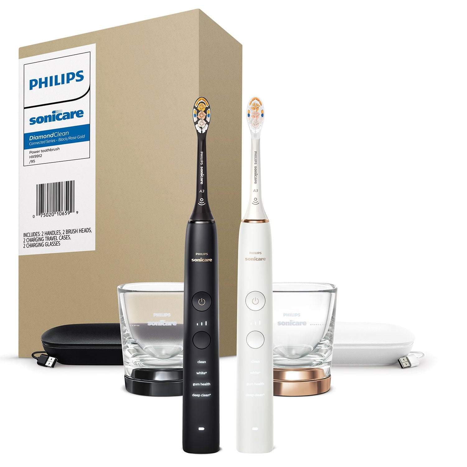 Philips Sonicare DiamondClean Power Toothbrush, Black and Rose