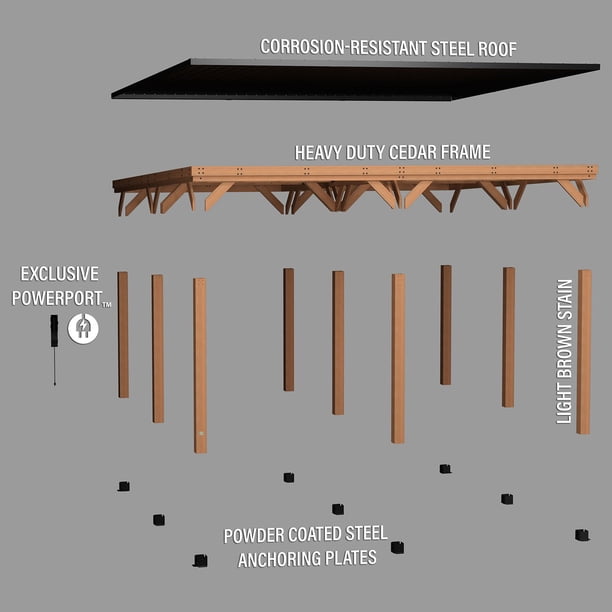 Backyard Discovery 20' x 20' Kingsport Cedar Carport/Gazebo