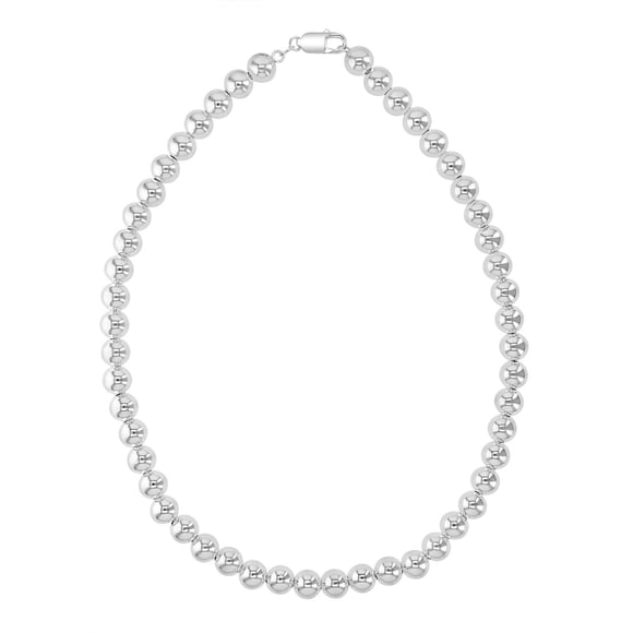 High Polish Round Beaded Necklace in Sterling Silver