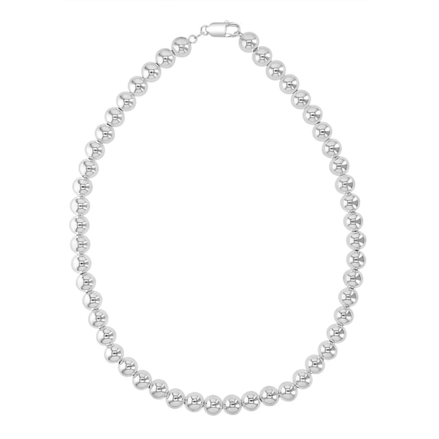 High Polish Round Beaded Necklace in Sterling Silver