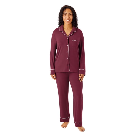 Dreammark Women's 2-Piece Notch Collar Pajama Set