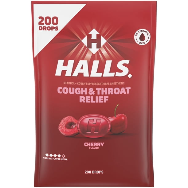 HALLS Relief Cherry Flavor Cough Drops, Value Pack, 200 ct