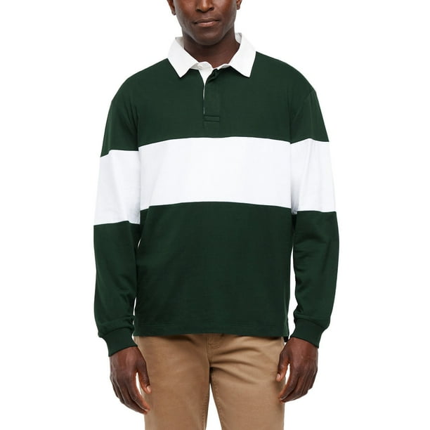 Chemise Homme GAP Rayée Verte Et Grise – Coton Rugby Manches Longues Taille XL