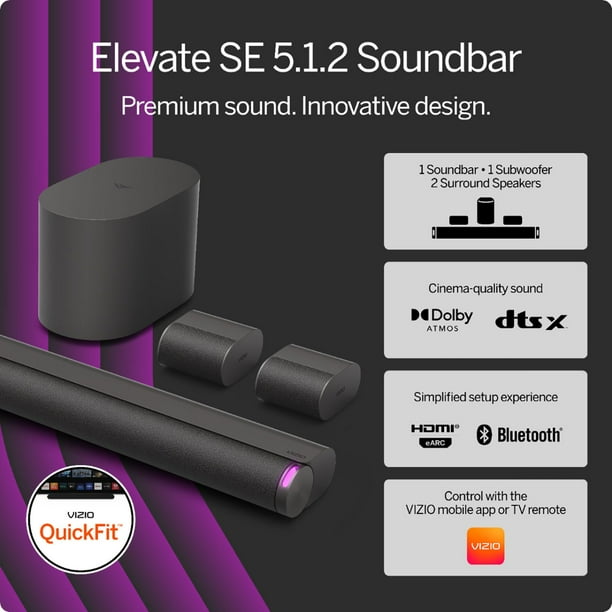 VIZIO Elevate SE 5.1.2 Channel Soundbar, QuickFit® Compatible
